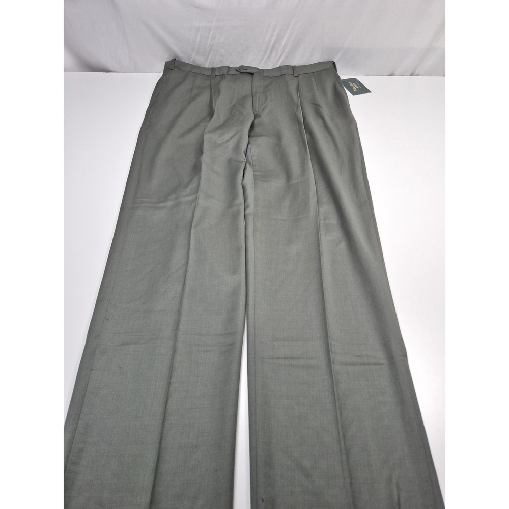Palm Beach Reflex Dress Pants Mens 44x36 Gray Wool Pleated Straight Unhemmed NWT
